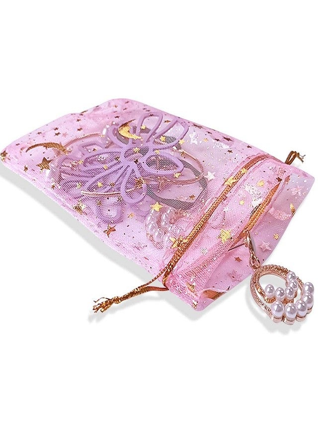 yuntop 100Pcs Moon Star Organza Jewelry Candy Pouch, Gift Bags Pouches for Wedding Party Valentine's Day (Mixed Color, 3.5 x 4.7 inch) - Image 3